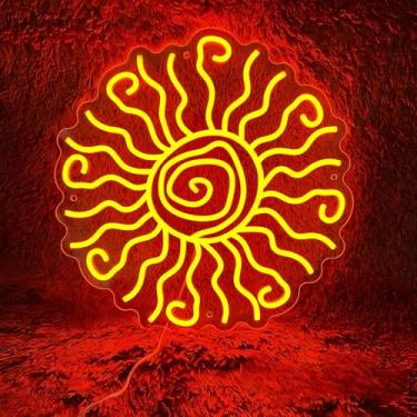 Imagem de DMDMBSR Letreiro De Neon Wacky Sun, Luminária Noturna Led Para Decoração Parede, Quarto, Estética, Nascer Do Sol, Pôr Festa, Arte, Design, Casa, Bar, Presente