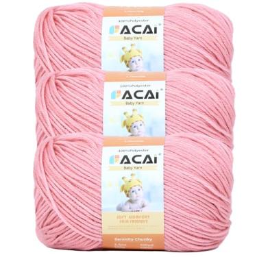 Imagem de Facai Fio Macio Para Tricô De Bebê 100% Acrílico, 1,47 M, 110 Jardas Por Novelo, Perfeito Projetos (3, Rosa Salmão)