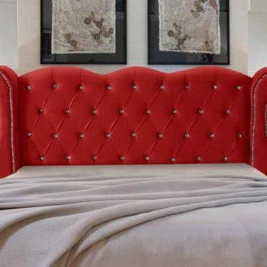 Imagem de Cabeceira Casal Safira com Pés e Fixação para Box (Vermelho)