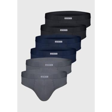 Imagem de Kit 6 pçs Cueca Sparta Slip Algodão, G, Masculino, Preto, Chumbo