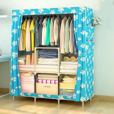 Imagem de Armário De Armazenamento Simples Moderno E Simples à Prova De Poeira Do Guarda-roupa Da Tubulação De Aço Do Guarda-roupa Do Conjunto Fácil, C, 106 * 45 * 158cm