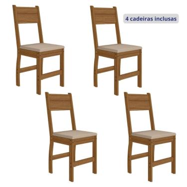 Imagem de Conjunto 4 Cadeiras para Cozinha Milano Carvalho/Savana