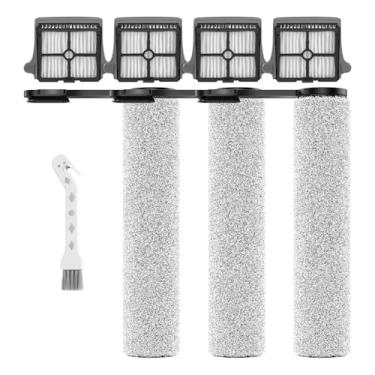 Imagem de E.LUO Substituição de filtro de escova de rolo compatível com aspirador de pó sem fio Tineco Floor One Stretch S6, 3 rolos de escova, 4 filtros
