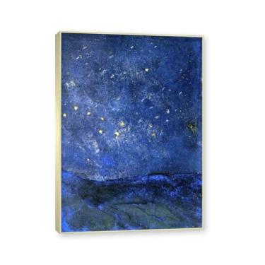 Imagem de NHLDZYH Moldura dourada champanhe. Impressões de Emil Nolde, (céu estrelado), reproduções de pinturas famosas, imagem de arte abstrata para sala de estar quarto decoração de casa. 70 x 98 cm - 27,5 x