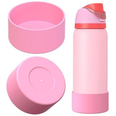 Imagem de Linkidea Pacote com 2 botas de garrafa de água compatíveis com Owala FreeSip 947 ml, Twist 947 ml, protetor de silicone antiderrapante para garrafa inferior (rosa claro)