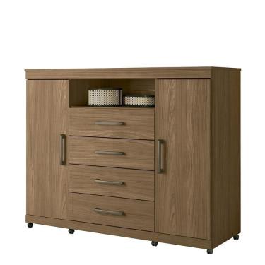 Imagem de Cômoda Havana Master 2 Portas E 4 Gavetas Jatobá Com Rodízios - Santos Andirá Jatobá