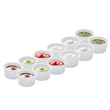 Imagem de LYOR - Conjunto 12 Ramequins de Porcelana Classic Branco 8,5cm x 5cm (155ml cada) - Ideal para Crème Brûlée, Mousse, Pudim