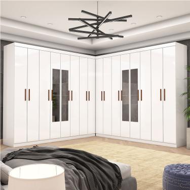 Imagem de Closet Casal Duplo Rubi Premium 16 Portas com Espelho 8 Gavetas Carioca Móveis - Branco