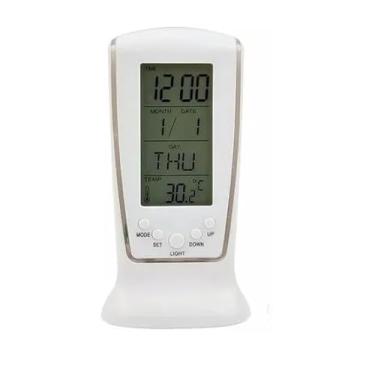 Imagem de Relógio de Mesa Digital com LED Azul, Alarme, Termômetro, Calendário, Luz Noturna