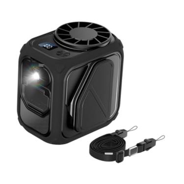 Imagem de Bothyi Ventilador de cintura para uso externo Mini ventilador pessoal silencioso mãos-livres vestível com 5 velocidades com clipe de cinto para acampamento, Preto