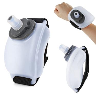 Imagem de nohlerlife Garrafa de água esportiva de pulso com alça de mão ajustável 200 ml de silicone macio sem BPA para hidratação manhã, corrida, escalada, exercício mãos livres (branca)