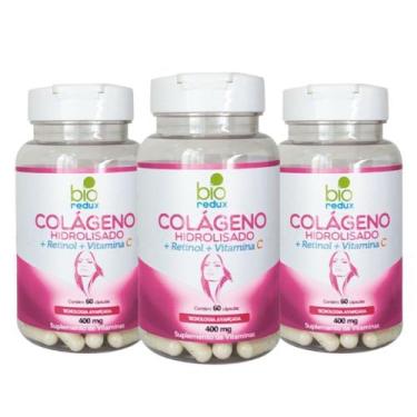 Imagem de Kit 3 Colágeno Hidrolisado (+ Retinol + Vitamina C) 60 Cápsulas 400mg 