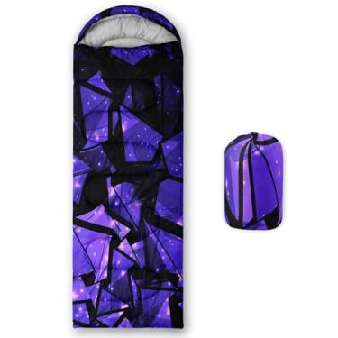 Imagem de Smell Sunshine Saco de dormir infantil para meninos e meninas, impressão criativa com fragmentos roxos, leve, quente, portátil, uso interno, impermeável, resistente ao clima frio, saco de dormir para