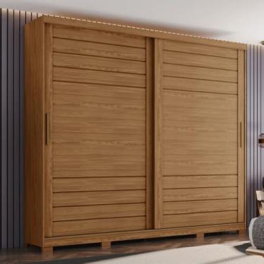 Imagem de Guarda-Roupa Casal Cayman 2 Portas 6 Gavetas 100% Mdf Ripado Nature - Henn