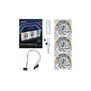 Imagem de Kit 3 Fans Uni Fan Sl Lcd 120 Argb Branco Wireless