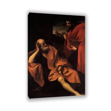 Imagem de Pinturas famosas em tela, santos Pedro e Paulo, reproduções de pintura a óleo de pôster, arte de parede em tela giclée, para sala de estar, escritório, presentes 45 x 30 cm (18 x 12 pol) moldura