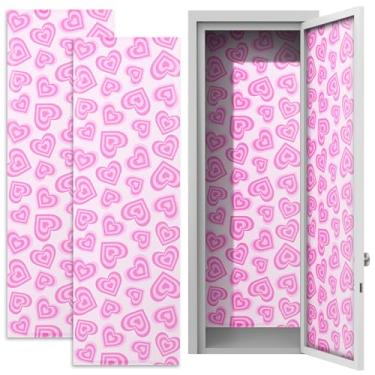 Imagem de Konohan 2 peças de papel de parede magnético escolar para armários 30,5 cm x 91,4 cm papel de parede magnético removível acessórios de armário decorativo para escola universitária (coração rosa claro)