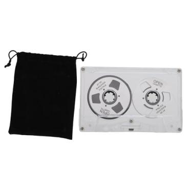 Imagem de Boble para enrolar a fita de cassete em branco 50 minutos de viés normal de dupla fita de fita cassete de som de metal de dupla face com caixa transparente (Prata)