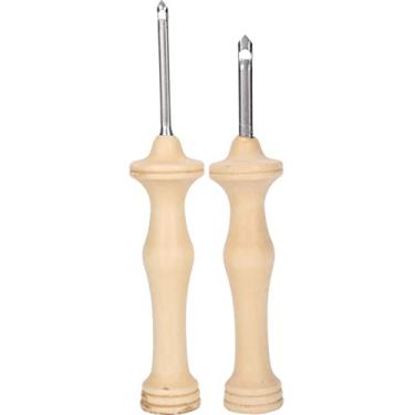 Imagem de Haofy Kit de Bordado de Agulha de Punção 2pcs Agulhas de Fio Com Alça de Madeira Com Tampas de Proteção 3D, Ferramentas de Fabricação de Tapete para Penduramento de Parede, Criação de