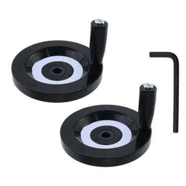 Imagem de Tighall 2 peças de roda de mão ondulada traseira de madeira preta de 125 mm com alça giratória, 12 mm de diâmetro do furo traseiro com alça giratória, para fresadora de torno industrial