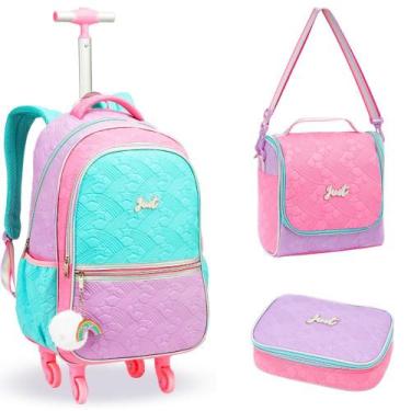 Imagem de Kit Mochila de Rodinhas + Lancheira Térmica + Estojo Box Love Just Est