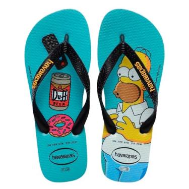 Imagem de Havaianas Chinelos The Simpsons, Estampa Homer com Duff e Rosquinha, Azul Turquesa (Azul Turquesa, BR, Adulto, Numérico, 41)