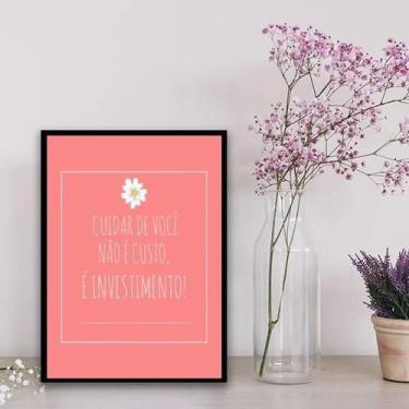 Imagem de Quadro Cuidar De Você É Investimento 45X34Cm Com Vidro Preta - Quadros