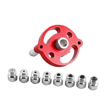 Imagem de IEUDNS Gabarito para furos de bolso em madeira, ferramentas de carpintaria, peças, kit de broca de gabarito de cavilha autocentrante resistente para guia de, Vermelho