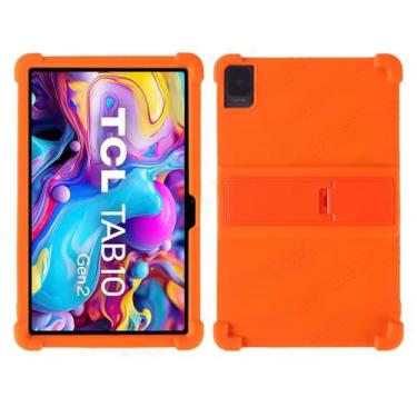 Imagem de Capa de silicone Thicken Cornors com suporte para TCL Tab 10 Gen 2 Case 8496G 10,4 polegadas Tablet PC protetor macio à prova de choque (laranja)