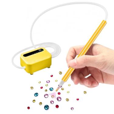 Imagem de Zariocy Caneta de pintura de diamante elétrica recarregável – Kits de canetas de pintura artística de diamante a vácuo para adultos, sem cera, acessórios de pintura de arte de diamante (amarelo)