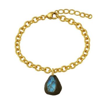 Imagem de Pulseira de Labradorita - Cristal Natural, Banho Ouro 18k