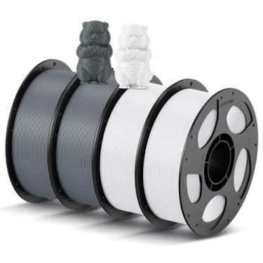 Imagem de ANYCUBIC Filamento PLA para Impresora 3D 4KG, Filamento PLA para Impresión 3D 1.75mm Precisión dimensional +/- 0.02mm, 4 Paquetes 1KG Carrete (2.2 lbs), 2 Paquetes de Gris y 2 Paquetes de Blanco