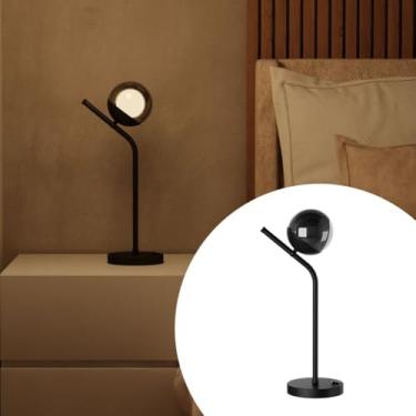 Imagem de Abajur Luminária De Mesa ou Cabeceira Inclinado Jabuticaba bivolt + Vidro Globo - PRETO/FUME