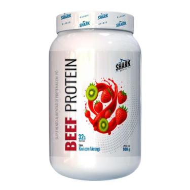 Imagem de Whey Beef Protein Zero Lactose Pote 900g Shark Pro Morango Com Kiwi