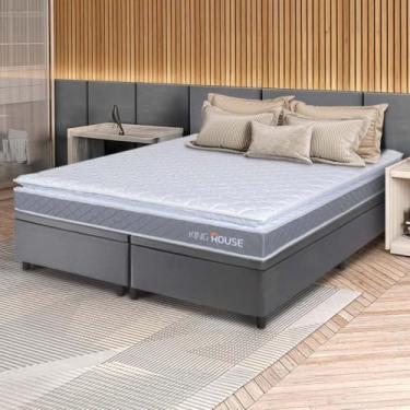 Imagem de Conjunto Box Baú Cinza Durban Cinza Espuma D28 King 193x203x64 - King House