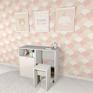 Imagem de Organizador E Mesa Com Banquinho 80 Cm 100% Mdf