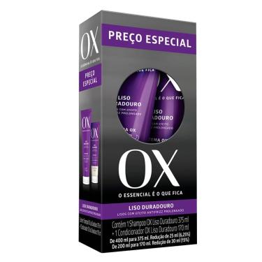 Imagem de Kit Shampoo 375ml + Condicionador 170ml OX Liso Duradouro