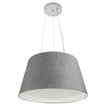 Imagem de Lustre Pendente Cone Md-4119 Cúpula Forrada em Tecido 21/40x30cm Rustico Cinza / Branco - Bivolt