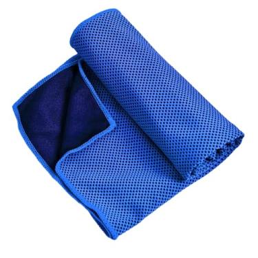 Imagem de Topyond Toalha de resfriamento dobrável portátil absorvente de suor microfibra toalha de gelo frio para esportes viagens ioga (azul royal)