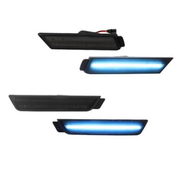 Imagem de Tonsya Para Chevrolet Camaro 2010 2011 2012 2013 2014 2015 Luzes marcadoras laterais do para-choque dianteiro traseiro lente fumê azul gelo luzes LED 4 peças
