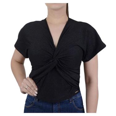 Imagem de Camiseta Feminina Olho Fatal Cropped Shine Preta - 60164-Feminino