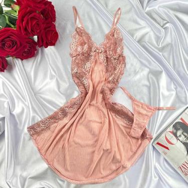 Imagem de Camisola Rendada Luxo Feminino Lingerie Roupa de Dormi Sexy - Like4you