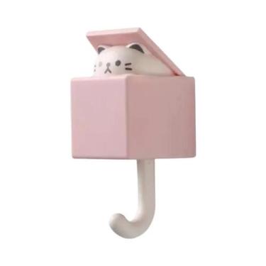 Imagem de Ganchos De Parede Em Formato De Gato De Desenho Animado, Porta-chaves,
