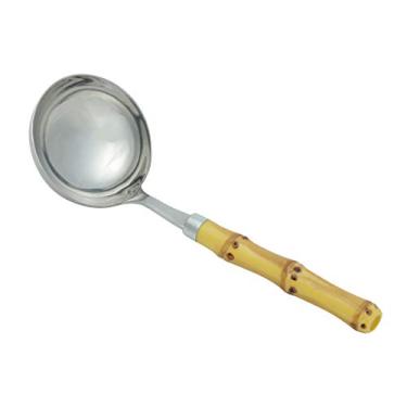 Imagem de CONCHA P/SOPA DE AÇO INOX C/CABO DE PLÁSTICO BAMBU NATURAL LUXO 21cm