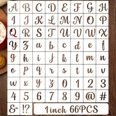 Imagem de Estênceis de letras do alfabeto de 2,5 cm para pintura, 66 peças