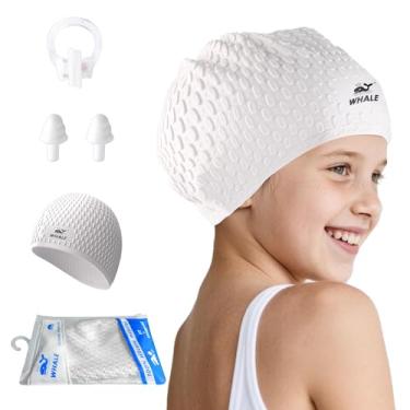 Imagem de Touca de natação infantil, touca de natação de silicone durável à prova d'água, adequada para meninas, meninos, adolescentes de 3 a 15 anos, ajuste confortável sem puxar o cabelo