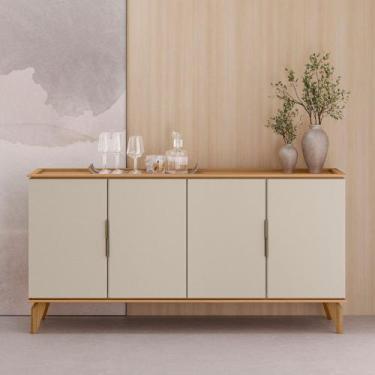 Imagem de Aparador Buffet 4 Portas com Pés de Madeira Evora 16 Linea Brasil, Jeq