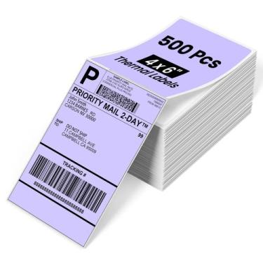 Imagem de Etiquetas térmicas Phomemo 4x6 500 unidades roxas para impressora de t