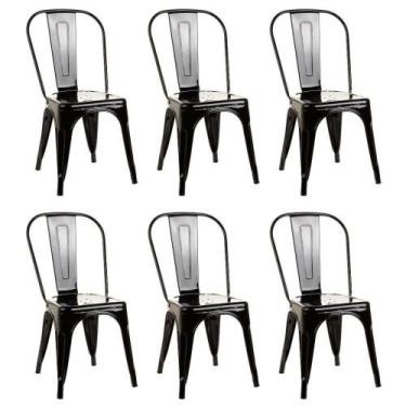Imagem de Kit 6 Cadeiras De Design Linha Tolix Metal - Preto - Garden Life