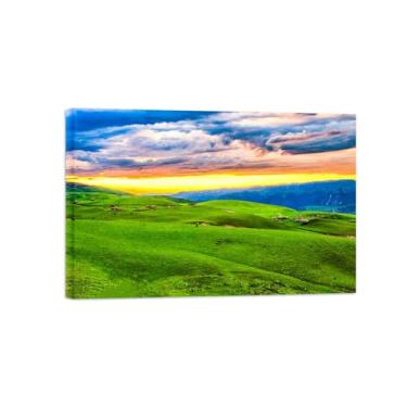 Imagem de Paisagens Pintura em Tela-sol nuvens pastagens-Arte Parede Natureza-Pôster Decoração Sala de Estar Banheiro 20x30cm Tela Embrulhada